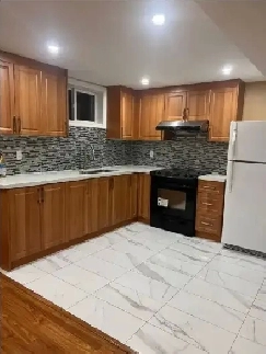 750 1 bedroom finished basement kitchen and bathroom image