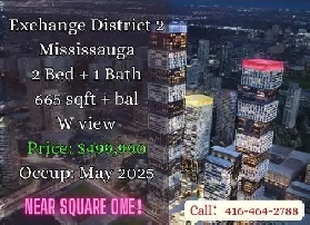 Exchange District 2 Mississauga  2 Bed 1 Bath  499990 image