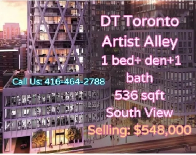 DT Toronto Artist Alley1 bed den 1 bath ONLY 548K HIGH FLOOR image