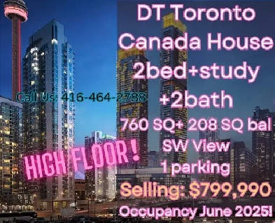 DT Toronto Canada House HIGH FLOOR 2bed study 2bath with parking image