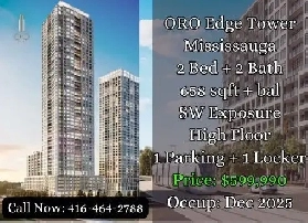 ORO Edge Tower Mississauga  2 Bed 2 Bath  599990  Dec 2025 image