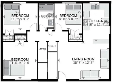 3 Bedroom  1 Bath  Spacious Unit  Free Parking image