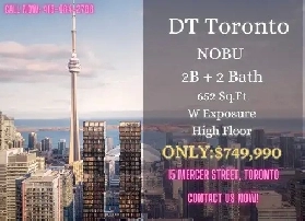 DT Toronto NOBU Condo  2 Bed   2 Bath 652sqft only 749990 image