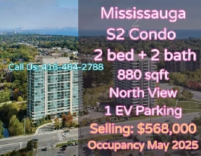 Mississauga S2 Condo 2bed 2bath 568k with EV Parking image