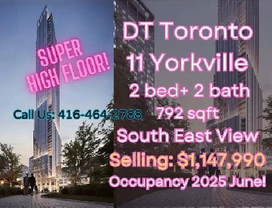 DT Toronto SUPER HIGH FLOOR 11 Yorkville 2bed 2bath 1147990 image