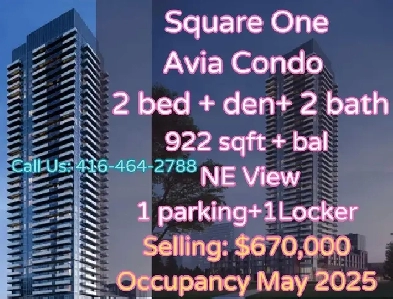 SquareOne Avia Condo 2bed den 2bath ONLY 670k with parking image