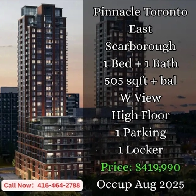 Pinnacle Toronto East  1 Bed 1 Bath  High Floor  419990 image