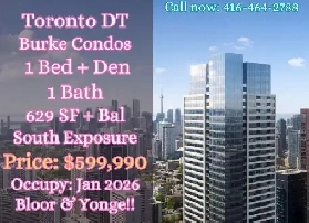Burke Condo 1 1bed only 599k Bloor Yonge location SELL AT LOSS image
