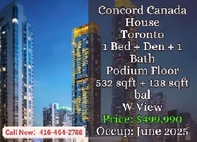 Concord Canada House  Podium Unit  1 Bed   Den  499990 image