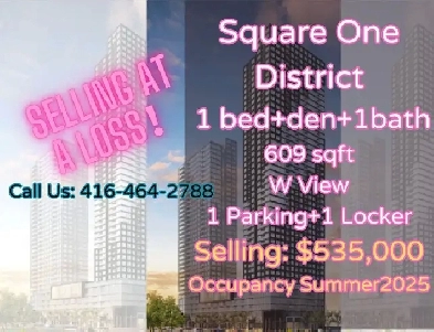 Square one District condo 1bed den 1bath with Parking ONLY 535k image