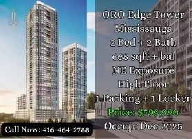 ORO Edge Tower Mississauga  2 Bed 2 Bath  599990  Dec 2025 image
