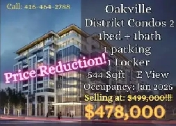 Oakville 1bed condo NEW MARKDOWN SELL AT 478K Distrikt 2Oakvi image