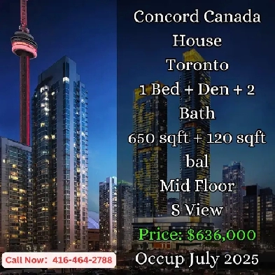 Concord Canada House  1 Den 2 Bath  South View  636000 image