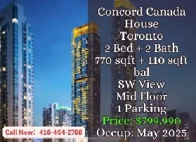 Concord Canada House  2 Bed 2 Bath  SW View  799990 image