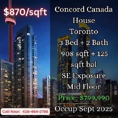 RARE 3 Bed Concord Canada House  ONLY 870sqft  799990 image