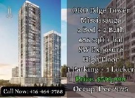 ORO Edge Tower Mississauga  2 Bed 2 Bath  599990  Dec 2025 image
