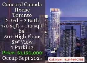 Concord Canada House  2 Bed 2 Bath  50  High Floor 1M image