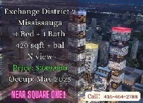 Exchange District 2 Mississauga  1 Bed  389990  May 2025 image