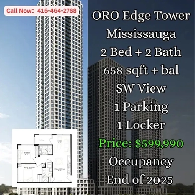 ORO Edge Tower Mississauga  2 Bed 2 Bath  599990 image