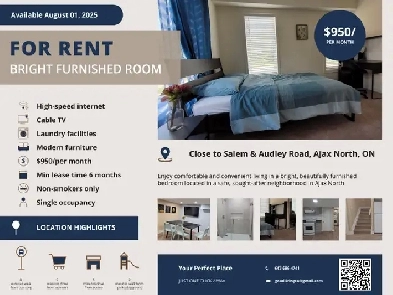 Beautiful Furnished Room for Rent in Ajax North  Ideal for One image
