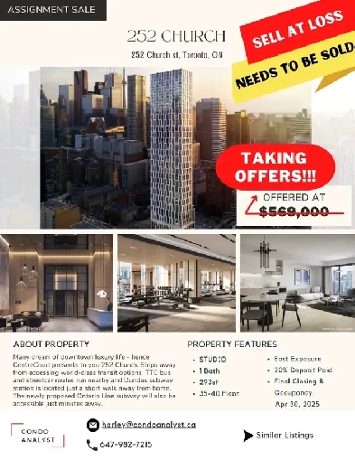 Studio  252 Church  455K Seller Losing All Deposit image