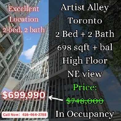 Artist Alley Downtown Toronto  2 Bed 2 Bath  High Floor image
