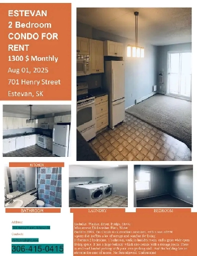 Estevan 2 Bedroom 1 Bath ApartmentCondo image