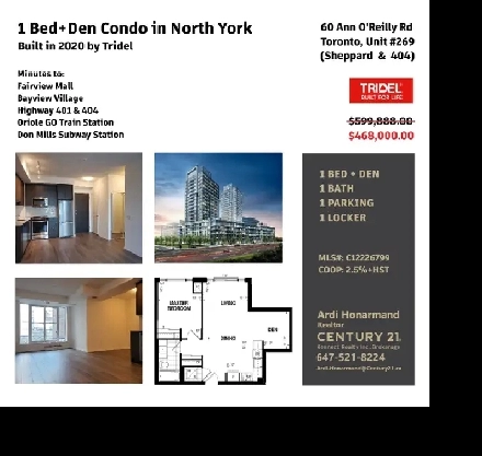1 Bed Den Condo with ParkingLocker in North York by Tridel image