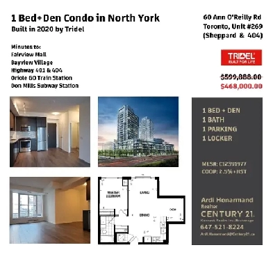 1 Bed Den Condo with ParkingLocker in North York by Tridel image