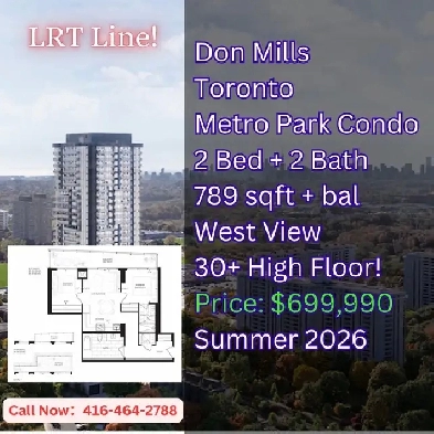 Metro Park Condo 2 Bed for $699K! New Eglinton LRT32 Grenoble Image# 1