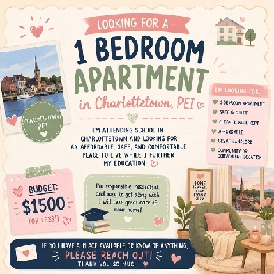 looking for an apartment in Charlottetown PEI Image# 1