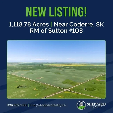 1,118.78 ISC Acres | RM of Sutton #103 | Near Coderre, SK Image# 1