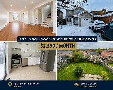 3 Bed 3 Bath Barrie Home, Garage, Private Backyard/Laundry Image# 1